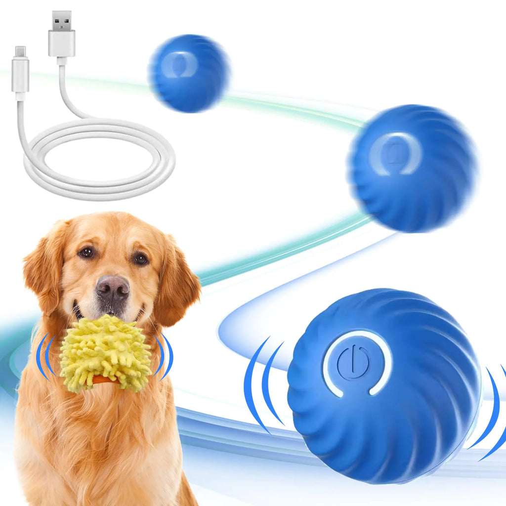 USB-Rechargeable Interactive Dog Ball with Plush Cover